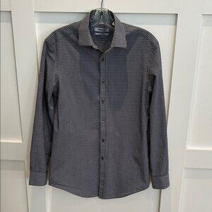 DKNY Men's Black and White Patterned Dress Shirt